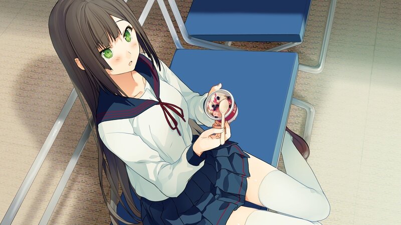 anime girl eating dessert