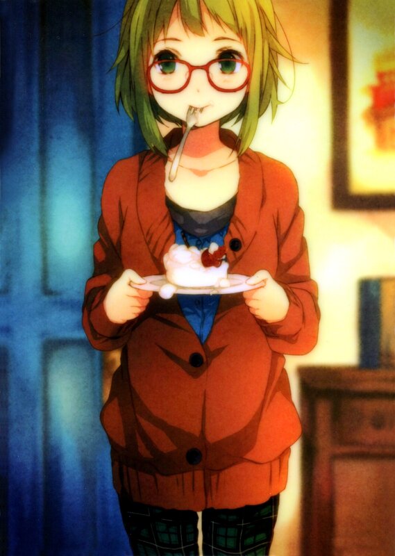 anime girl eating dessert
