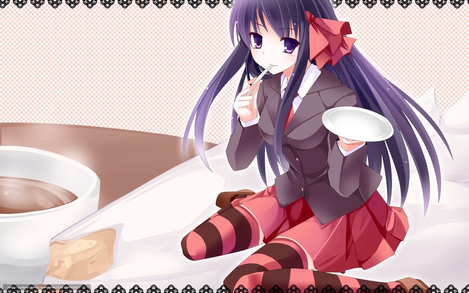 anime girl eating dessert