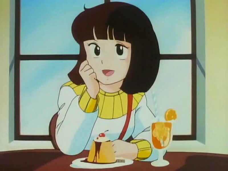 anime girl eating dessert