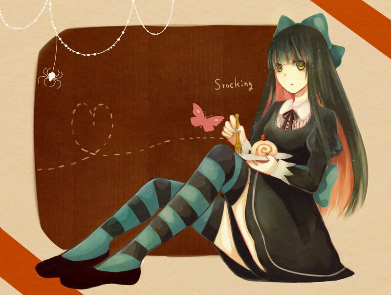 Anime Girl Eating Dessert — Black