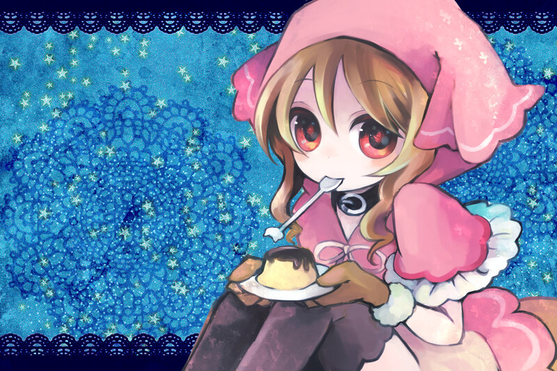 Anime Girl Eating Dessert — Blue