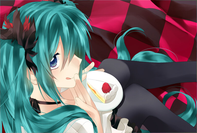 Anime Girl Eating Dessert — Cyan