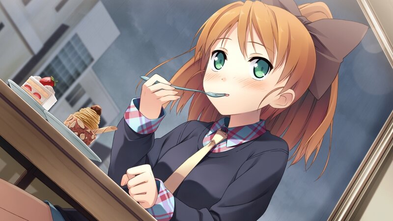 Anime Girl Eating Dessert — Orange