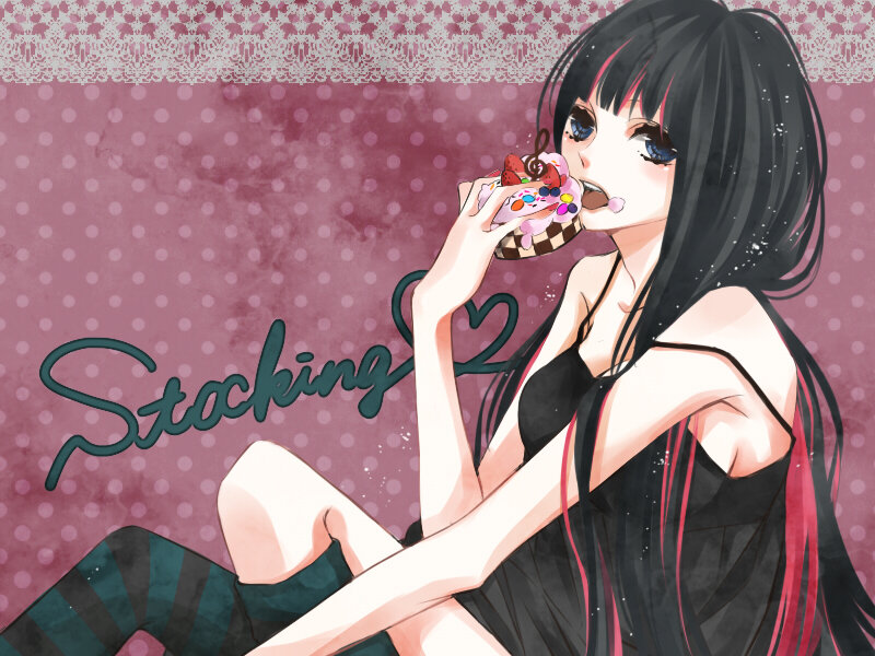 Anime Girl Eating Dessert — Pink, Calm, Digital Art