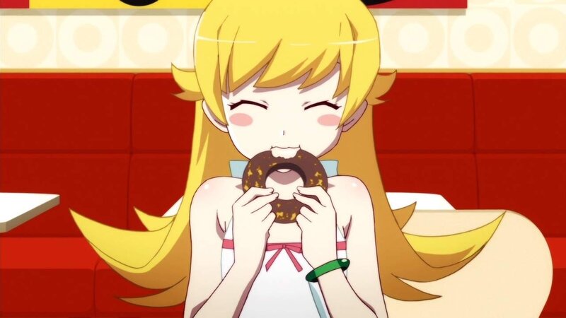 anime girl eating donut