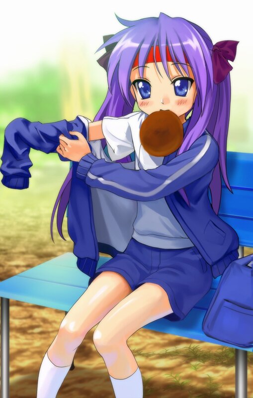 anime girl eating donut