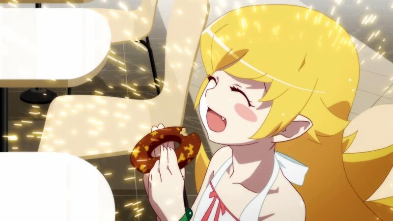 anime girl eating donut