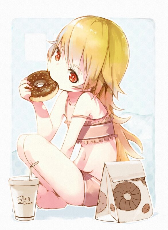 anime girl eating donut