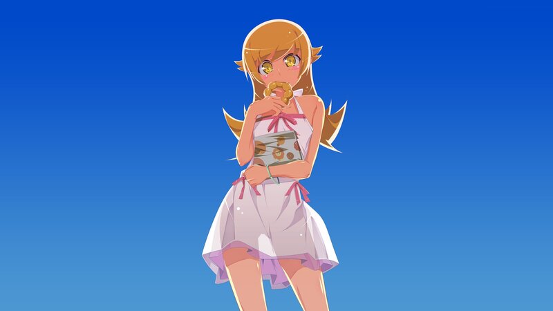 anime girl eating donut