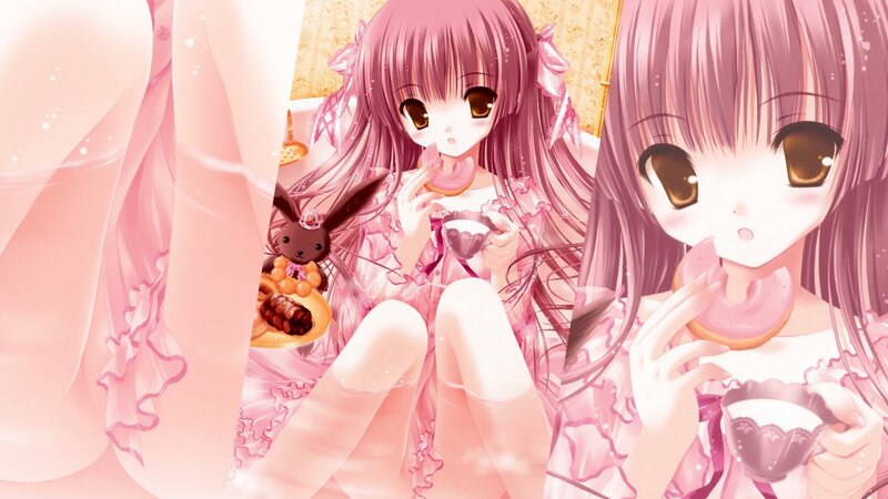 anime girl eating donut