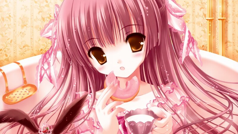 anime girl eating donut