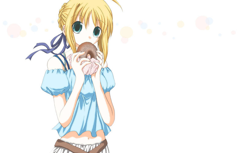 anime girl eating donut