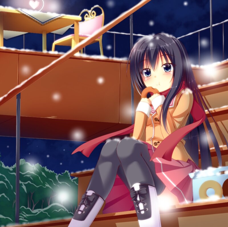 Anime Girl Eating Donut — Blue, Calm