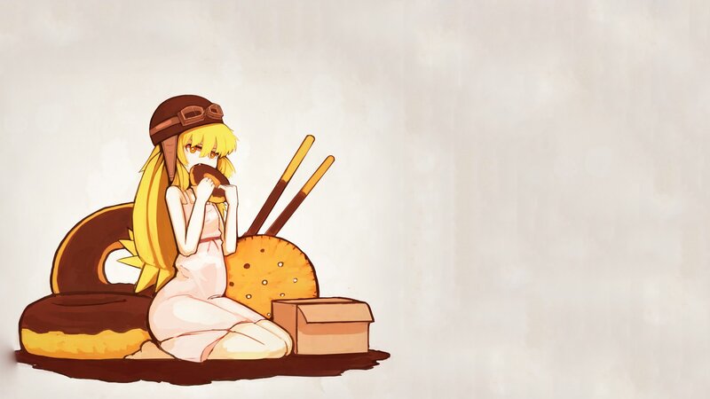 Anime Girl Eating Donut — Brown, Calm, Digital Art, Donuts