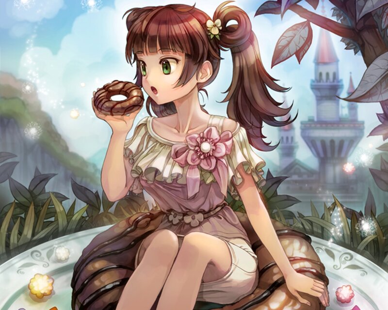 Anime Girl Eating Donut — Brown