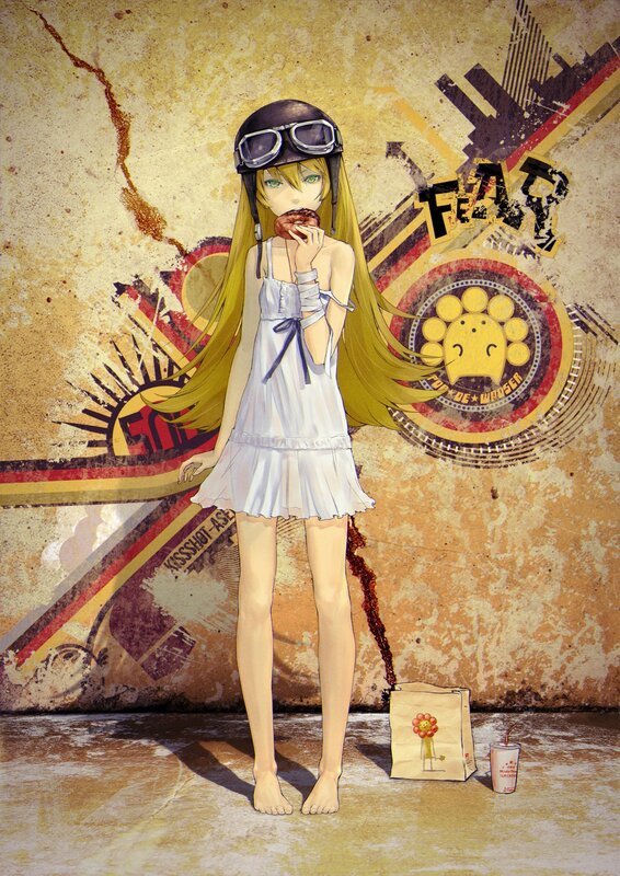 Anime Girl Eating Donut — Yellow, Calm