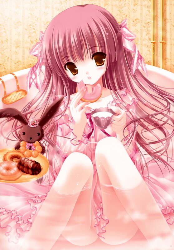 Anime girl eating donuts