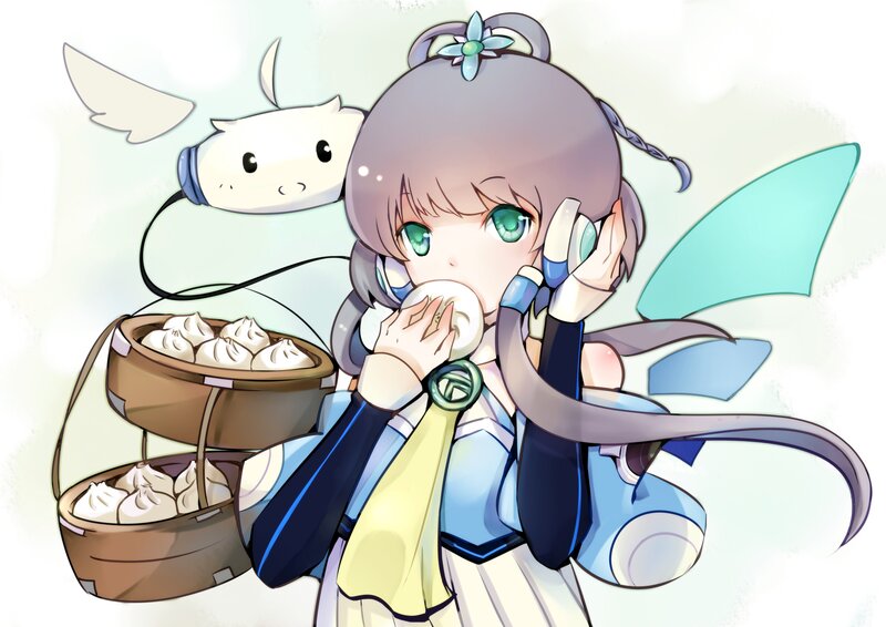 anime girl eating dumplings
