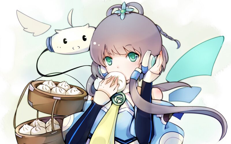 anime girl eating dumplings