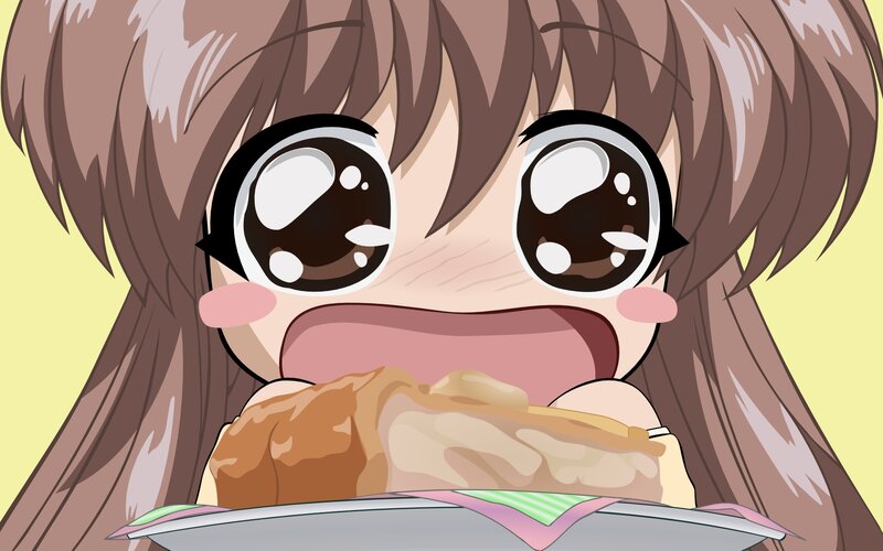 anime girl eating food