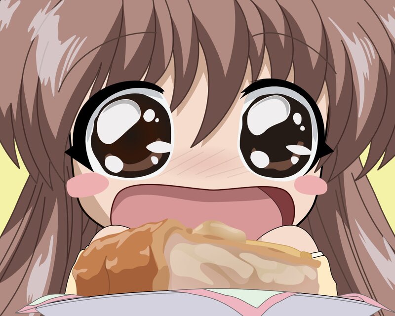 Anime Girl Eating Food — Brown
