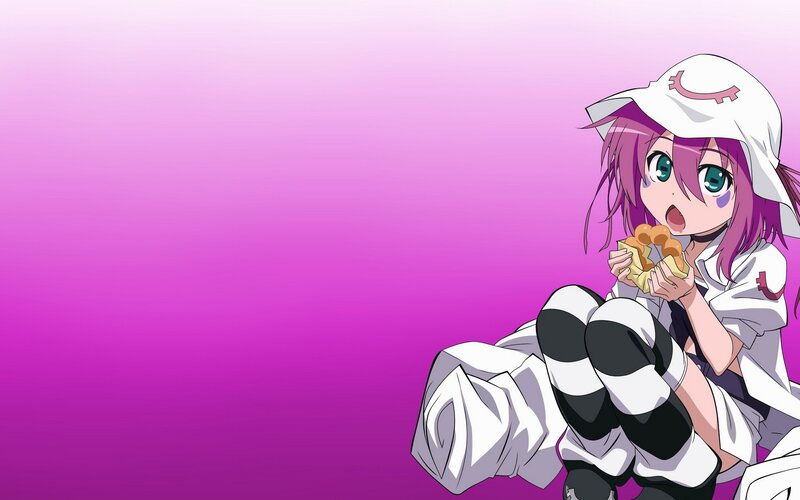 Anime Girl Eating Food — Purple, Playful