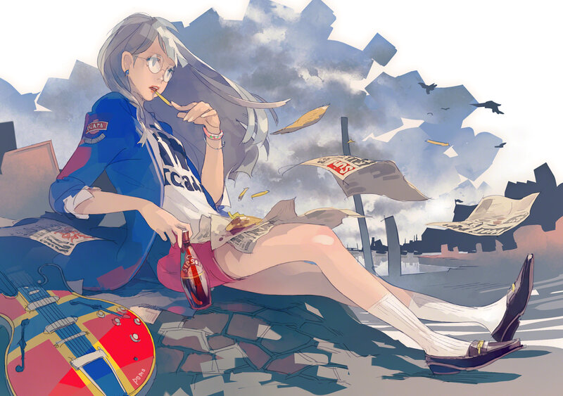 Anime Girl Eating Fries