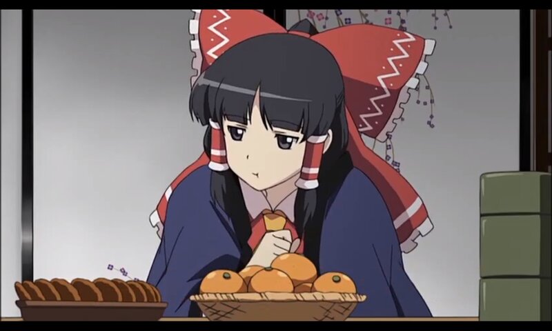 Anime Girl Eating Fruit — Blue