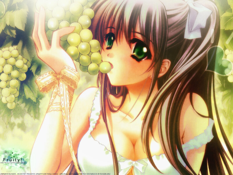 Anime Girl Eating Grapes