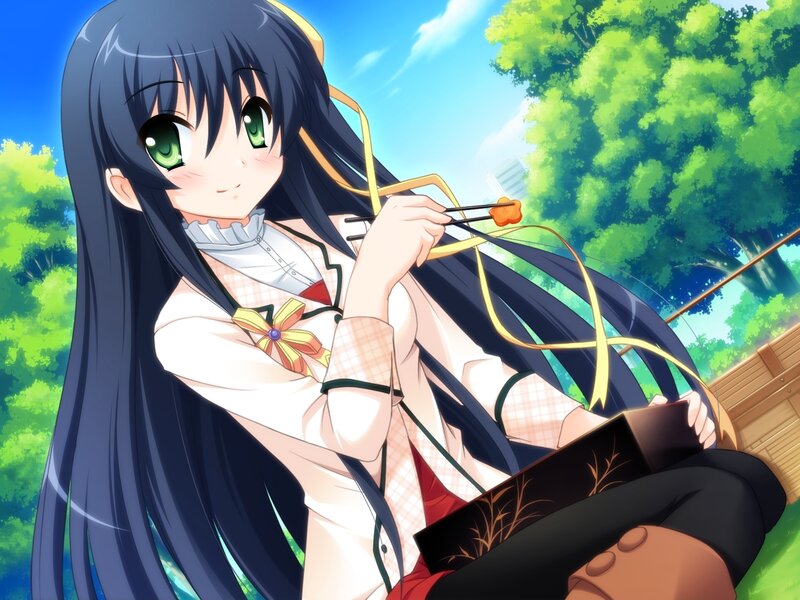 Anime Girl Eating — Green