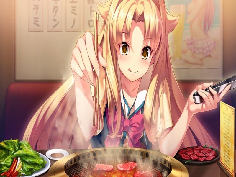 Anime Girl Eating Hot Pot
