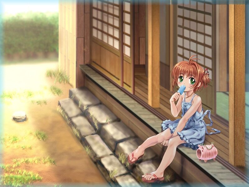 Anime girl eating ice cream