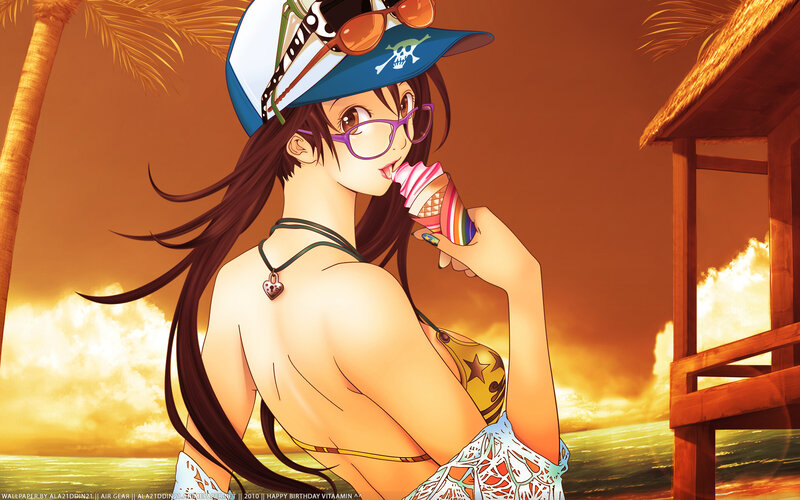 anime girl eating ice cream
