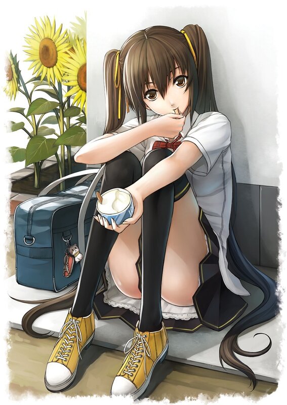 Anime girl eating ice cream