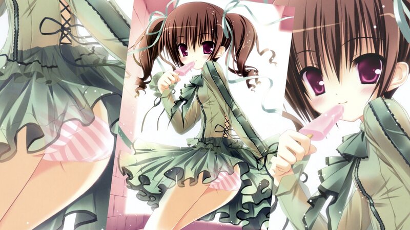 anime girl eating ice cream