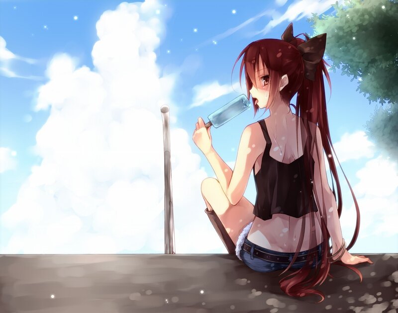 Anime girl eating ice cream