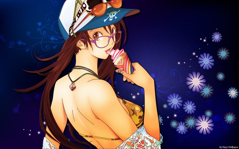 anime girl eating ice cream
