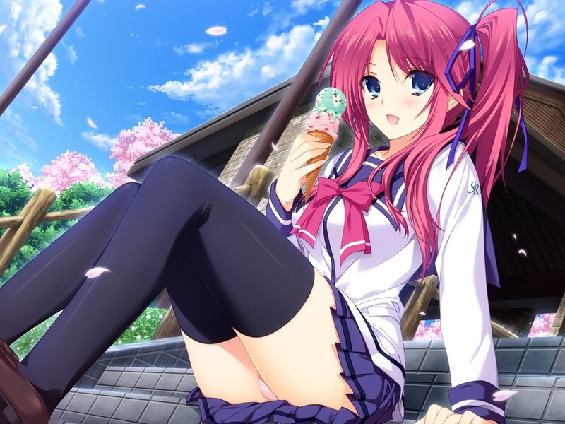 Anime girl eating ice cream