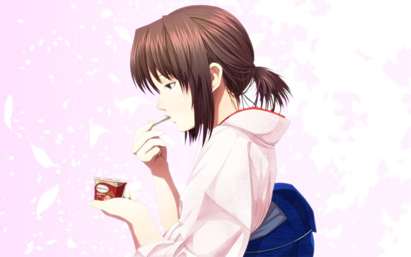 anime girl eating ice cream