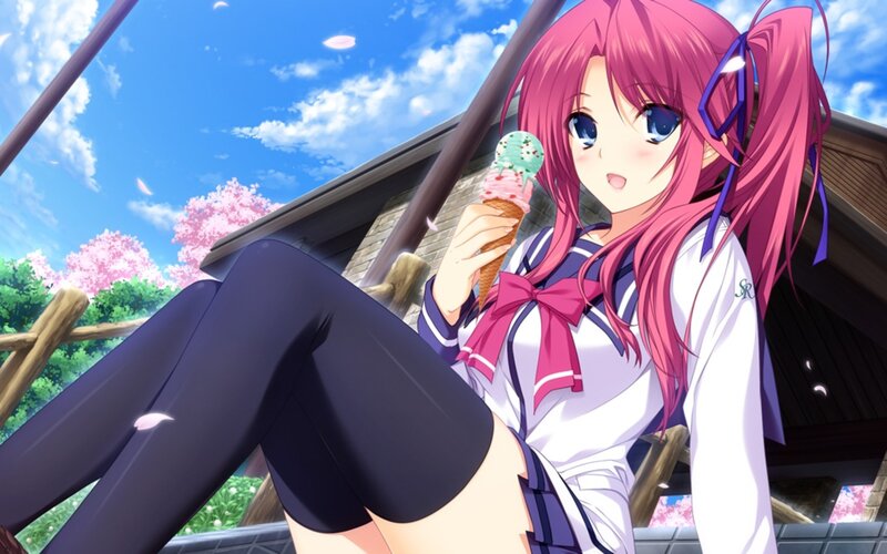 Anime girl eating ice cream