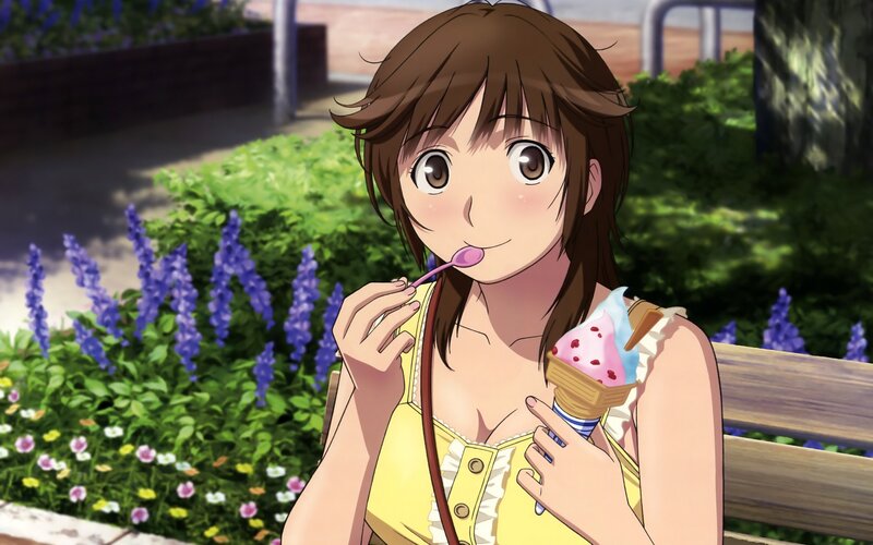 anime girl eating ice cream