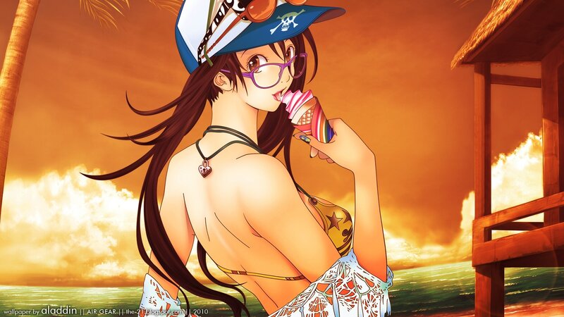 anime girl eating ice cream