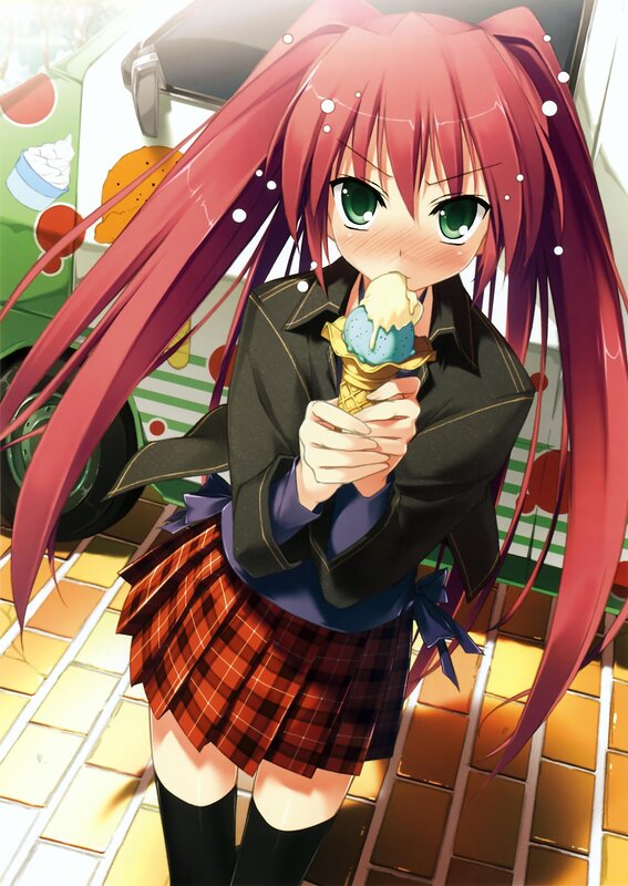 anime girl eating ice cream