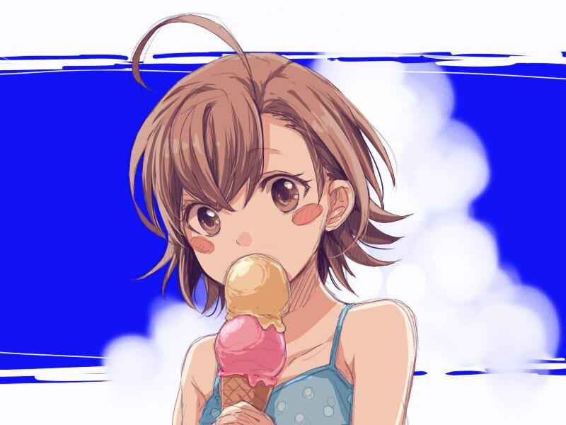 anime girl eating ice cream
