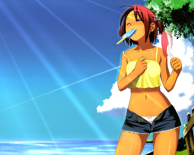 Anime girl eating ice cream