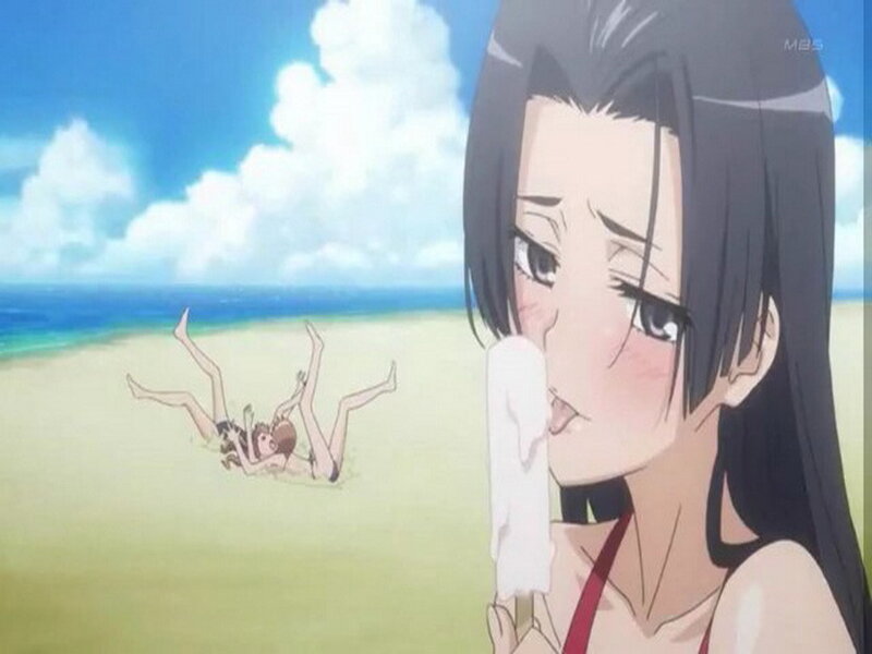Anime Girl Eating Ice Cream — Blue
