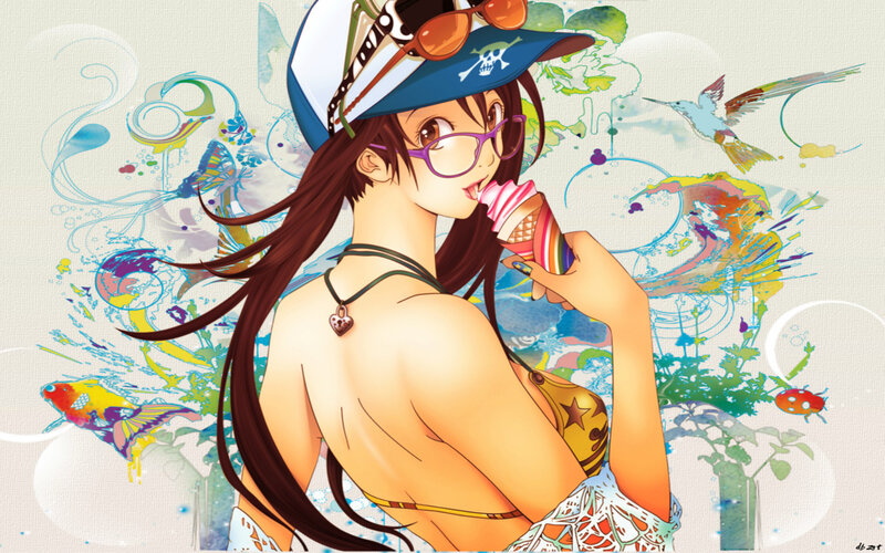 Anime Girl Eating Ice Cream — Brown