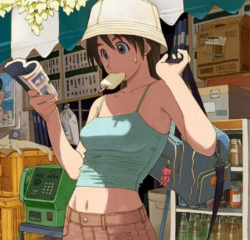 Anime Girl Eating Ice Cream — Green, Casual