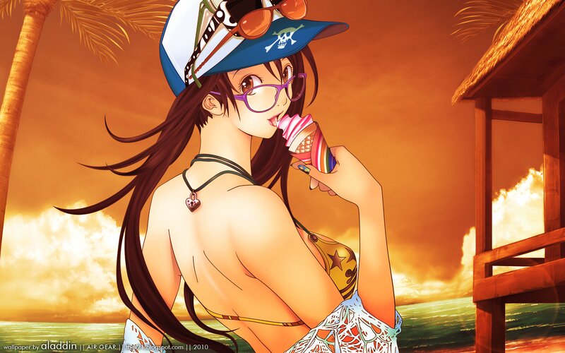 Anime Girl Eating Ice Cream — Orange